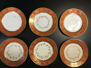 Important Rare Dagoty French Empire Porcelain Set 6 Dinner Plates 9” Signed 4