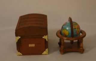 Dollhouse Miniature Trunk World Globe Shackman Travel Trunk Vintage 1:12 2