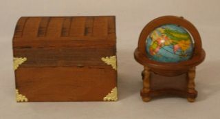 Dollhouse Miniature Trunk World Globe Shackman Travel Trunk Vintage 1:12 3