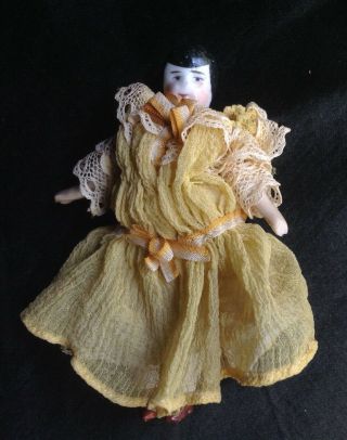 Sweet Antique German Porcelain Bisque Girl Child Dolls House Doll Old Clothes
