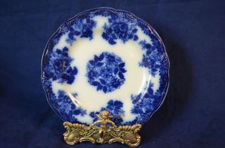 Vintage Antique Flow Blue Waldorf Pattern Plate Wharf Pottery England 8 " B