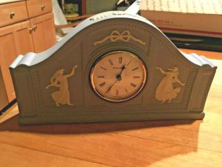 Vintage Wedgwood Jasperware Blue 9,  X5 " Lg Rare Dancing Hours Mantle Clock