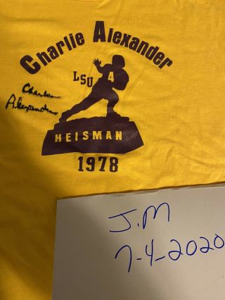 1978 Charles Alexander Lsu Tigers Heisman Shirt Signed Charlie Bengals Rare