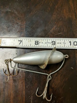 Vintage Silver P&k Spinning Minnie Fishing Lure 2 3/4 " Old Wood Plug Rotating