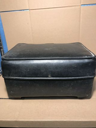 Vintage Small Black Leather Footstool Bench Foot Stool