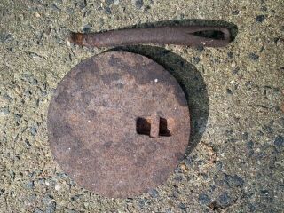 Vintage Cast Iron Wood Burning Stove Lid With Lifting Handle