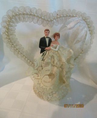 Vintage Mid - Century Bride And Groom Wedding Cake Topper