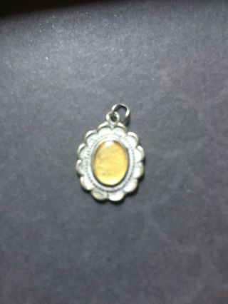 Antique French Sterling Silver Glass Virgin Mary Pendant