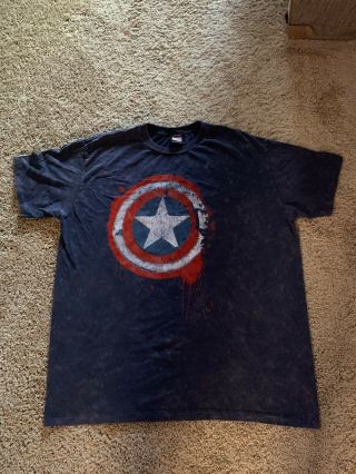 Marvel Captain America T - Shirt Size Xl Graphic Rare Felt Shield Emblem