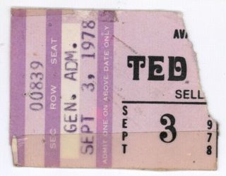 Rare Ted Nugent & Creed 9/3/78 Fresno Ca Selland Arena Ticket Stub