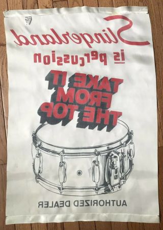 Rare Vintage Slingerland Authorized Dealer White Satin Banner TDR Snare Drum 2