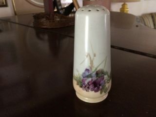 Antique Limoges Hand Painted Porcelain Muffineer Sugar Shaker Pansies Rare
