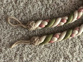 Vintage Antique French Passementerie Tiebacks,  Green And Gold Rope Tiebacks