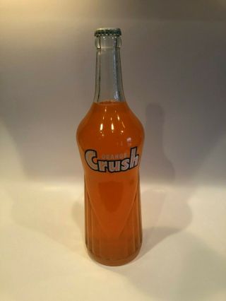 Rare Full 26oz Orange Crush Bottle 1960 Evansville Il Hard To Find Shape