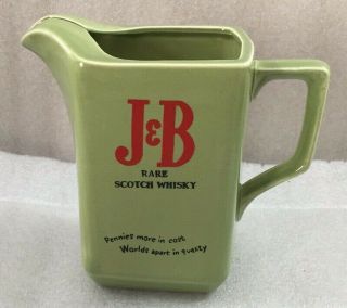 J&b Rare Scotch Whisky Light Green Pitcher Pub Jug 6 " H Japan