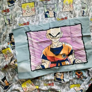 Rare Vintage Dragon Ball Z 2000 Twin Fitted Sheet Flat Sheet Pillow Case Fabric