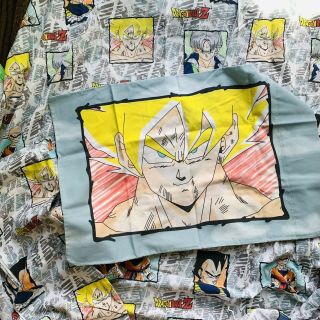 Rare Vintage Dragon Ball Z 2000 Twin Fitted Sheet Flat Sheet Pillow case Fabric 2