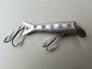 Rare Pflueger Tnt Vintage Metal Fishing Lure Silver With Dots Pat.  Pending Usa