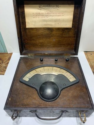 Antique Thompson General Electric Voltmeter Chamfered Wood Box Nr