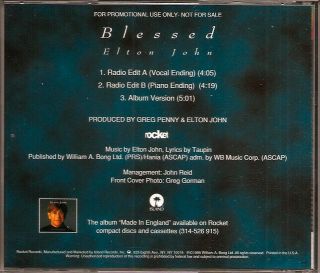 ELTON JOHN - Blessed (CD Promo 1995) Ultra Rare 3 Track US Single 2