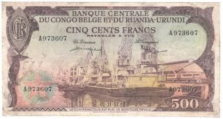 Belgian Congo 500 Francs 1957 P - 34a Rare