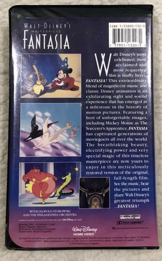Walt Disney ' s Masterpiece 1991 Fantasia VHS with Inserts - Rare - 3