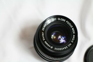 Rare Vivitar Komine 28mm F:2.  0 Close Focus Wide Angle Lens M/md Minolta Mount.