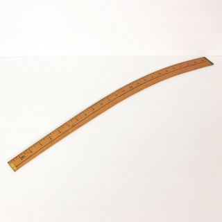 Antique Lufkin Usa Dressmaker Tailor Curved Rule Measure 8152 Brass & Maple Wood