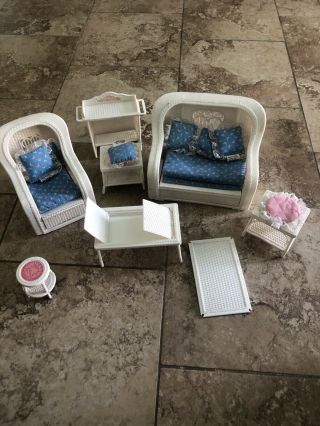 Vintage Barbie Dollhouse Wicker Furniture Chair Couch Bed Tables Dreamhouse Misc