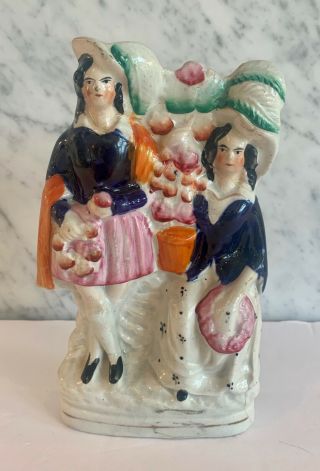 Antique Staffordshire Courting Couple With Plant Figure 19th C