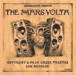 Rare Emek Mars Volta 2005 Signed Los Angeles Wood Handbill 4/20