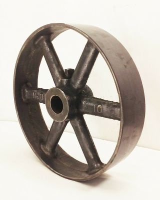 Vtg Antique Cast Iron 10 " X 2 3/16 " Flywheel Line Shaft Flat Belt Pulley