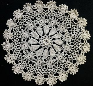 Antique Delicate Irish Crochet Lace Doily Scalloped Edges 6 1/4 "