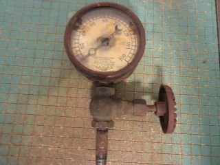Antique Crosby Steam Gage And Valve Co.  Pressure Gage And Brass Valve