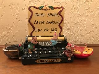 Rare Yankee Candle Christmas Mouse Typewriter Dear Santa Tealight Holder Retired