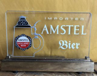 Vintage Imported Amstel Bier Lighted Sign Very Rare 10” X 7”