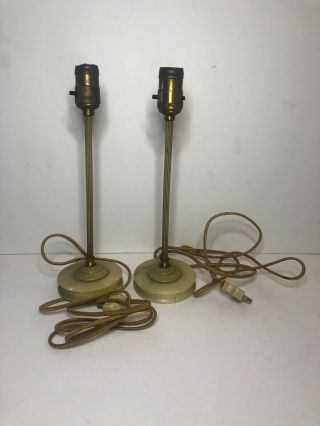 Vintage Antique Art Deco Stem Lamps With Alabaster/marble Base