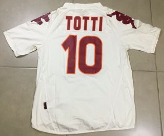 Vtg 2007 Mens Francesco Totti 10 Sz L As Roma Kappa Home Jersey Rare