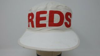 Rare Vintage Cincinnati Reds MLB Big OG Logo Painters Hat Cap 60s 70s 80s White 2