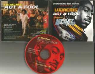 Ludacris Act A Fool 3trx W/ Rare Mainstream Version Promo Dj Cd Single 2003