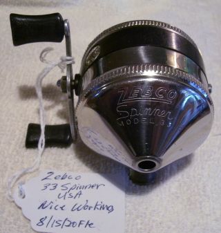 Vintage Zebco 33 Spinner Reel 8/18/20fle Usa
