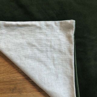 Pottery Barn Pillow Cover Velvet/linen Green/ivory 18x 18 Rare Color Revsersable
