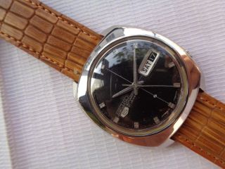 Rare Vintage 6119 - 7080 Dull Black Sqr Seiko 5 Japan Mens Automatic Wristwatch