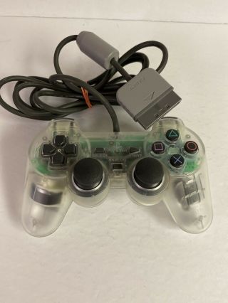Sony Ps1 Ps2 Playstation Rare Wired Transparent Clear Controller Scph - 1200 Oem