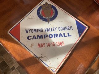 Rare Boy Scouts Wyoming Valley Council Camporall Sign 1965 Vintage 14”