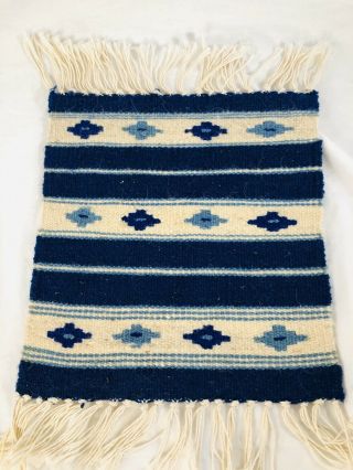 Vintage Doll House Miniature Hand Woven South West Wool Rug 11 " X 12 "