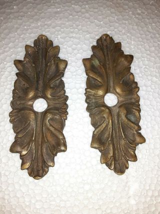 Pair Antique Brass Or Bronze French Escutcheons Hardware Ornate