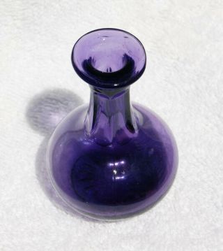 Rare Antique Mini Whiskey Decanter / Saloon Bottle Deep Purple Amethyst Color