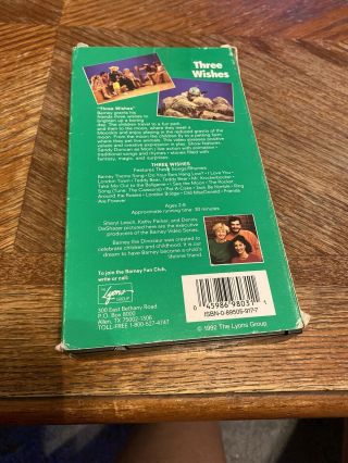 Barney Three Wishes VHS Sing Along Purple Dinosaur Rare Video Lyons Group 2