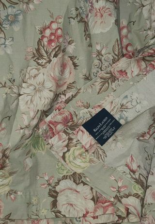 Rare Classic Ralph Lauren Charlotte Green Floral Shower Curtain 70 X 72